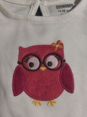 Gymboree Pink Owl Embroidered Kids Top